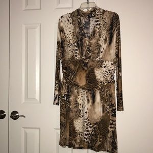 Cheetah looking print satin dress